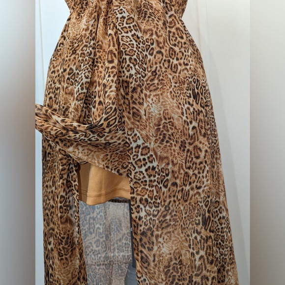Mini Animal Print Dress With Maxi Sheer Overlay - Picture 6 of 12